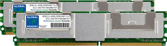 8GB (2 x 4GB) DDR2 667MHz PC2-5300 240-PIN ECC FULLY BUFFERED DIMM (FBDIMM) MEMORY RAM KIT FOR SERVERS/WORKSTATIONS/MOTHERBOARDS (4 RANK KIT CHIPKILL)